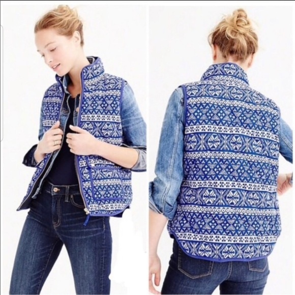 J. Crew Jackets & Blazers - J Crew Fair Isle Excursion Puffer Quilted Vest, PL